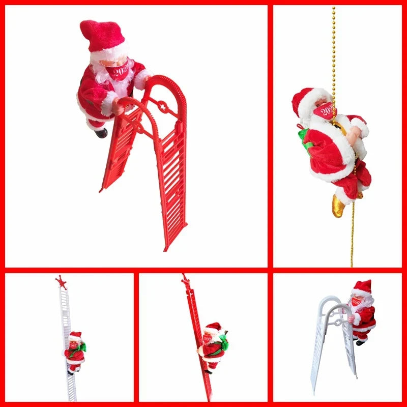 Santa Figurine Fiberglass Climbing Ladder With Face Mask