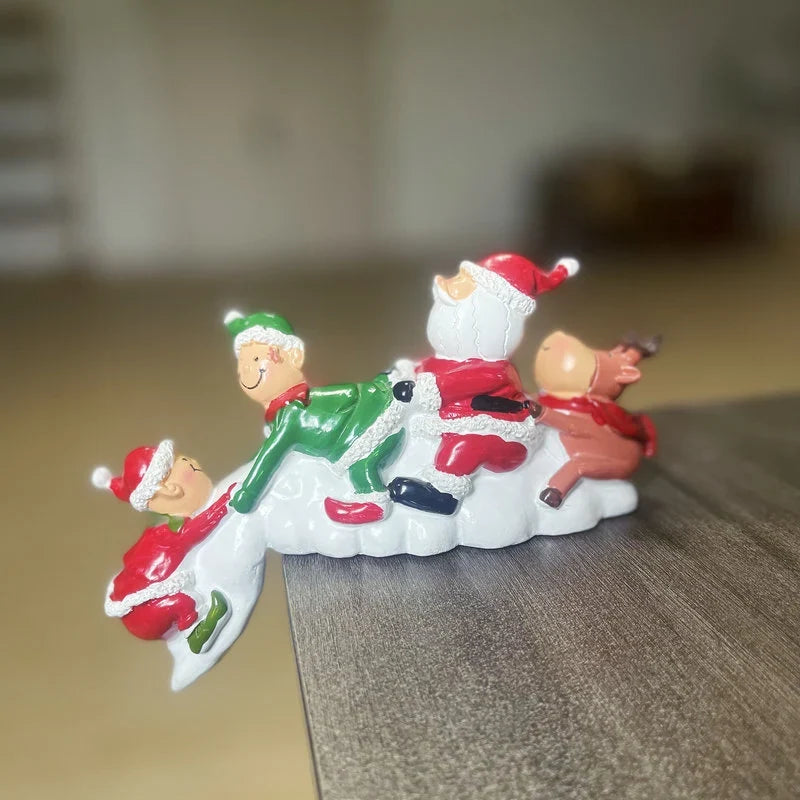 Santa Figurine Handcrafted Ceramic Tabletop 6.7 Inch Vibrant Colors