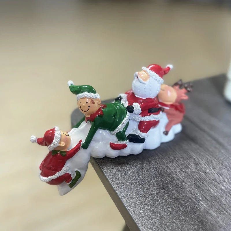 Santa Figurine Handcrafted Ceramic Tabletop 6.7 Inch Vibrant Colors