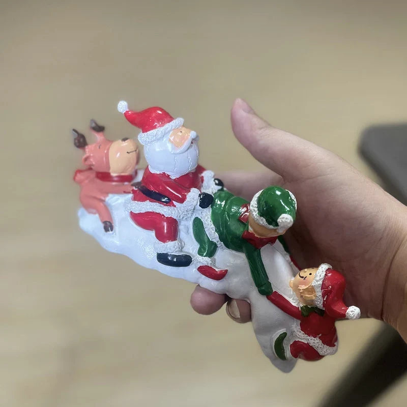 Santa Figurine Handcrafted Ceramic Tabletop 6.7 Inch Vibrant Colors