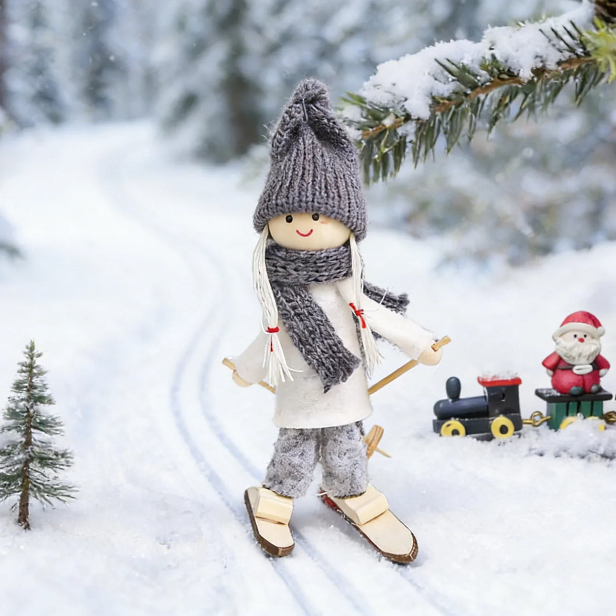 Santa Figurine Handmade Knitted Suit & Beard
