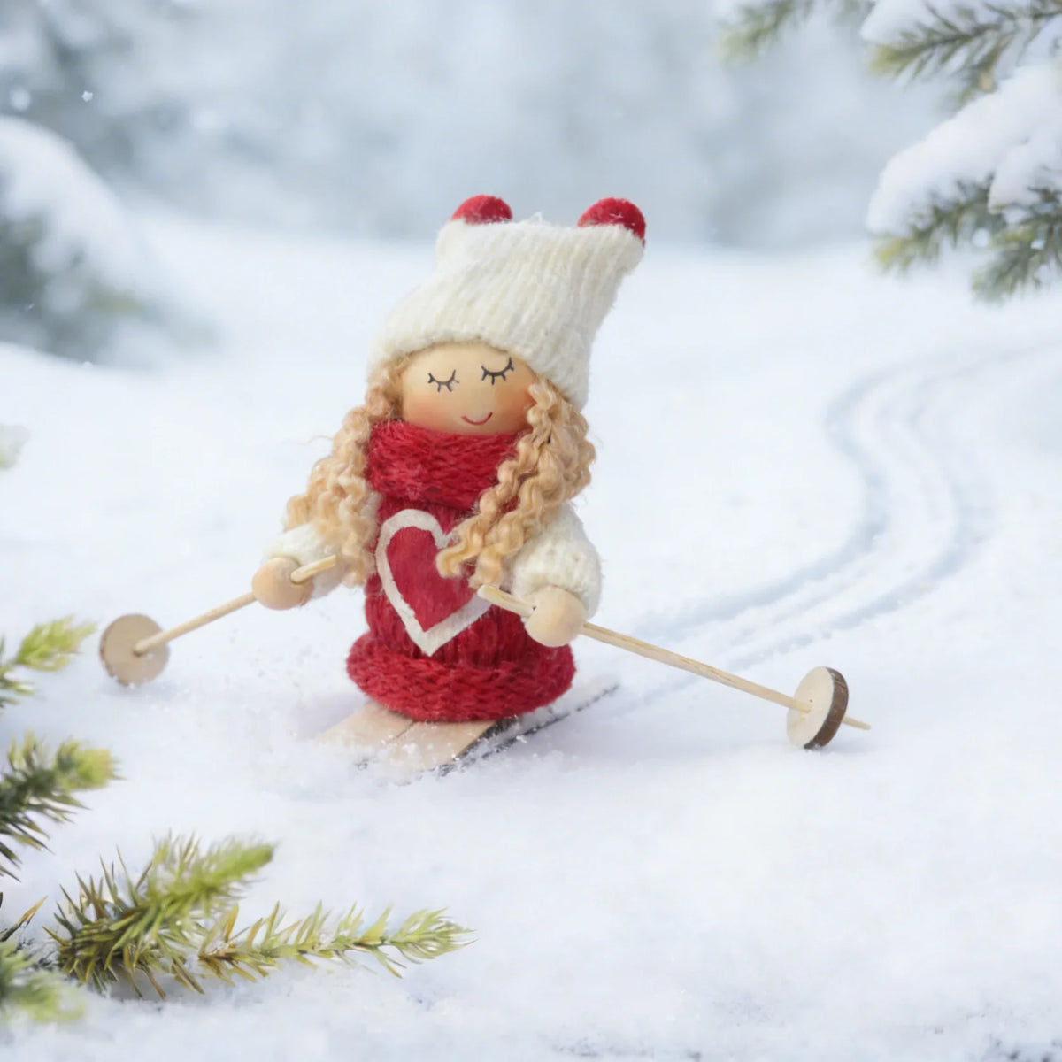 Santa Figurine Handmade Knitted Suit & Beard