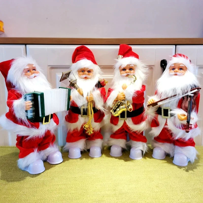 Santa Figurine Musical Fiberglass Set of 4