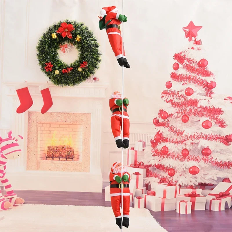 Santa Figurine Set Embroidered Climbing Ladder Set Of 3