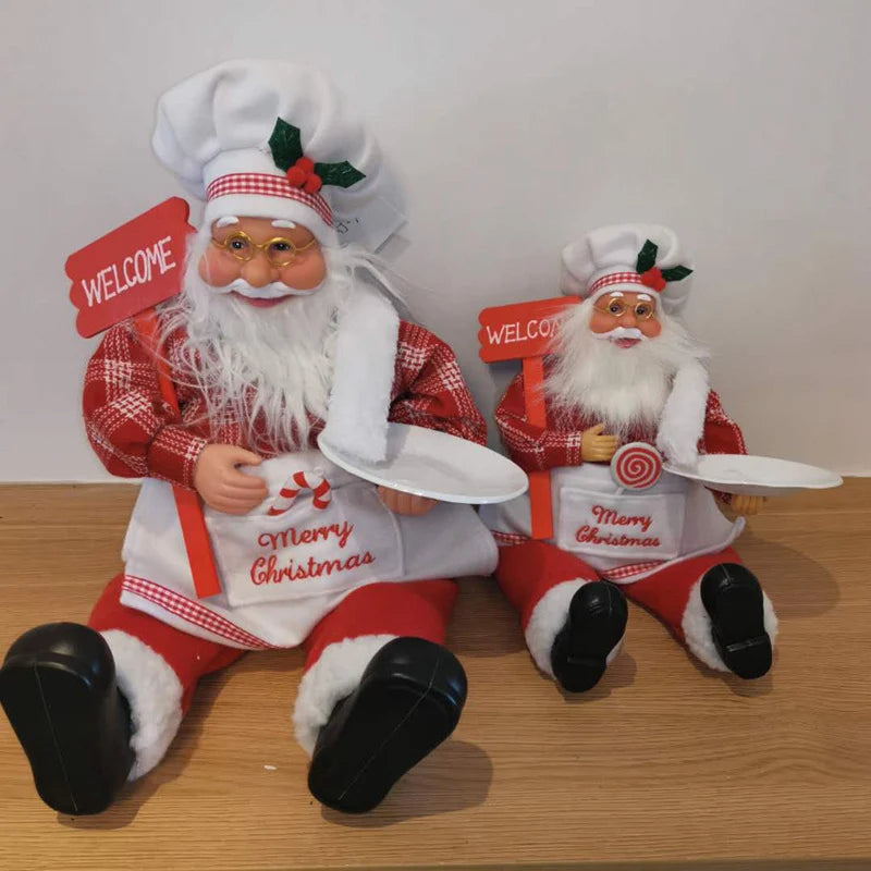 Santa Figurine Set Intricate Design Durable Mantel & Tabletop