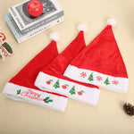 Santa Hat Embroidered Merry Christmas White Fur Trim