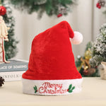 Santa Hat Embroidered Merry Christmas White Fur Trim