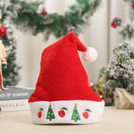 Santa Hat Embroidered Merry Christmas White Fur Trim