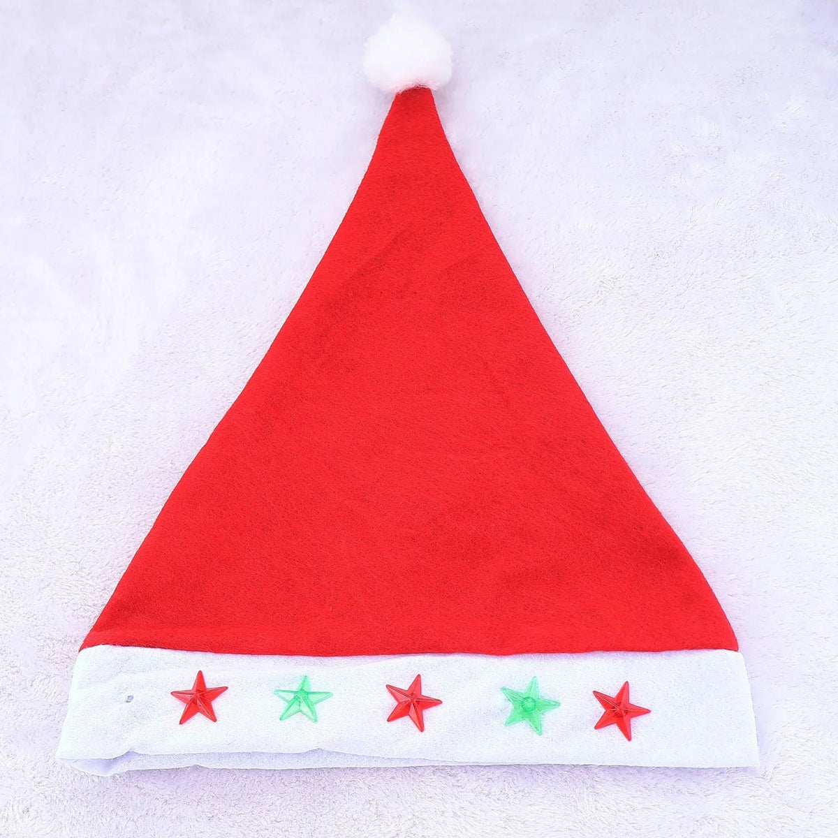 Santa Hat Fleece Faux Fur Trim & Pom-Pom