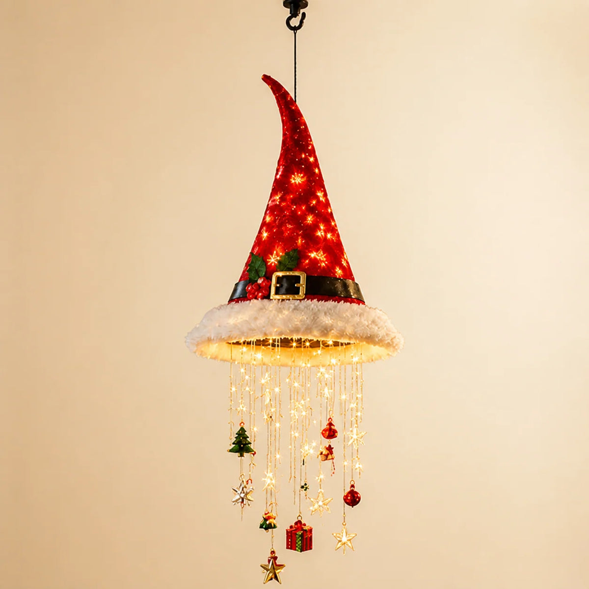 Santa Hat LED String Lights Festive Photo Prop