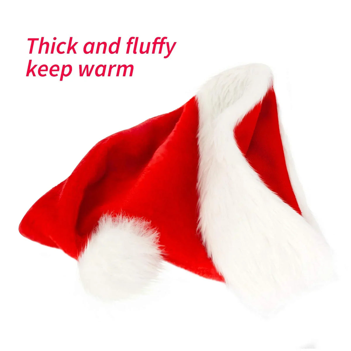 Santa Hat Soft Plush White Fur Trim Fits Most