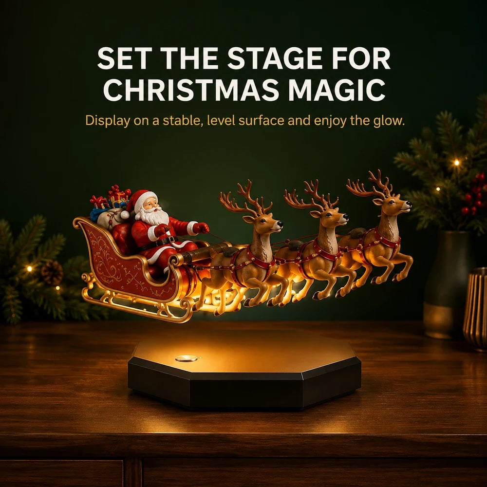 Santa Sleigh Display Magnetic Floating Glowing Base