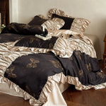 Satin Bedding Set Butterfly Print Ruffle Trim Four-Piece