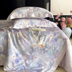 Satin Bedding Set Cooling Silky Watercolor Floral