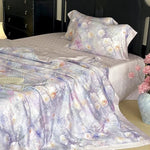 Satin Bedding Set Cooling Silky Watercolor Floral