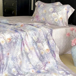 Satin Bedding Set Cooling Silky Watercolor Floral