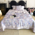 Satin Bedding Set Cooling Silky Watercolor Floral