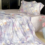 Satin Bedding Set Cooling Silky Watercolor Floral