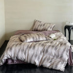 Satin Bedding Set Floral Print Ruffle Trim 4-Piece Set