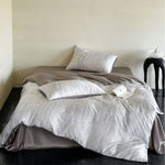 Satin Bedding Set Floral Print Ruffle Trim 4-Piece Set