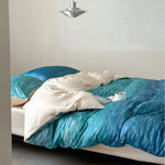 Satin Bedding Set Floral Print Ruffle Trim 4-Piece Set