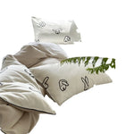 Satin Bedding Set Floral Print Ruffle Trim 4-Piece Set