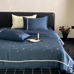 Satin Bedding Set Moon & Star Motif Breathable Colorfast