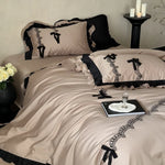 Satin Bedding Set Ruffled Lace Temperature-Regulating 4-Piece