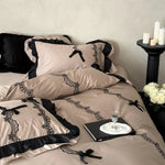 Satin Bedding Set Ruffled Lace Temperature-Regulating 4-Piece