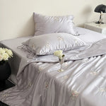 Satin Bedding Set Silky-Gloss Rose Embroidery Wrinkle-Resistant