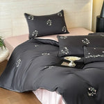 Satin Bedding Set Silky-Soft Embroidered Pleated Frill Machine Washable