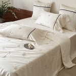 Satin Bedding Set Temperature-Regulating Floral Embroidery