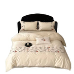 Satin Bedding Set Temperature-Regulating Floral Embroidery