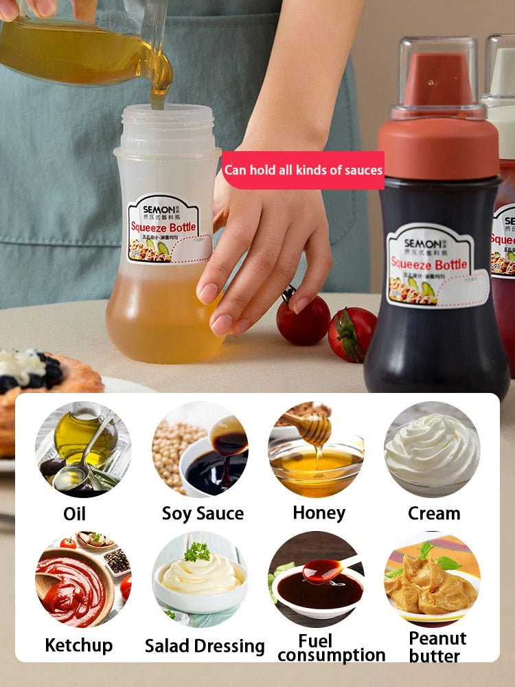 Sauce Dispenser Bottle Five-Hole Cap Squeezable 11.8 Oz Capacity