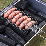 Sausage Grill Basket Lockable Rack Wooden Handle