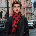 Scarf Cashmere Cotton Blend Plaid Tassel Detail