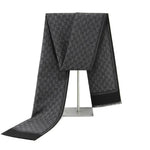 Scarf Wool Blend Lightweight Letter Print Fringed Ends