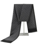 Scarf Wool Blend Lightweight Letter Print Fringed Ends