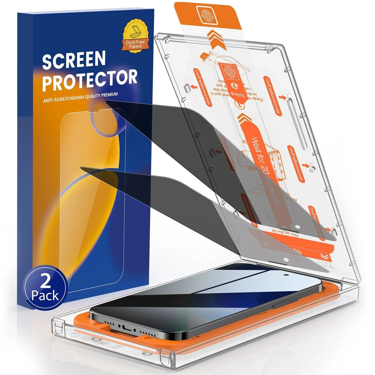 Screen Protector Tempered Glass 9H Dust-Free Installation 2-Pack