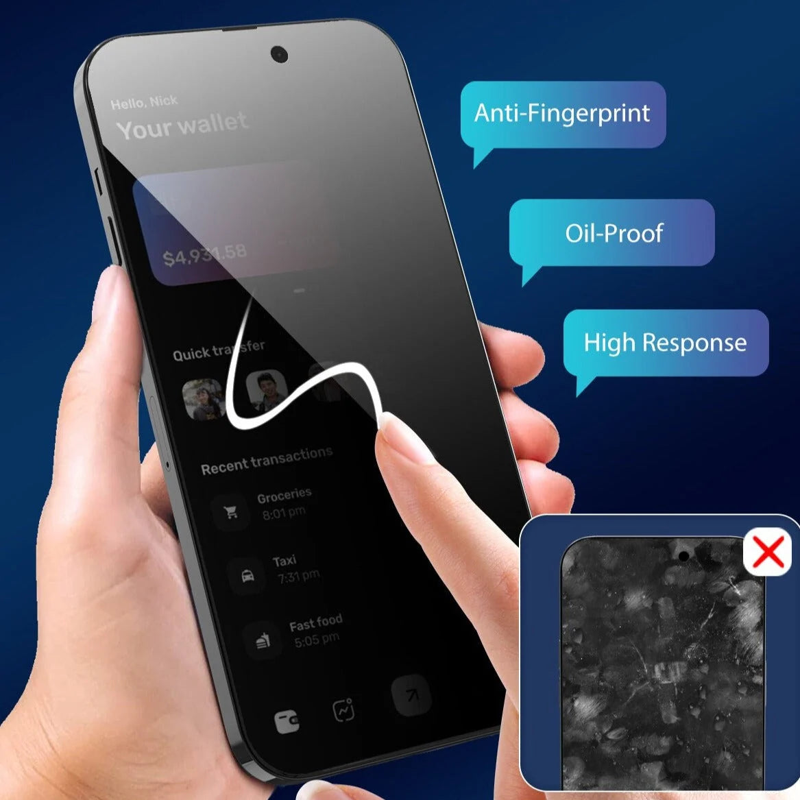 Screen Protector Tempered Glass 9H Dust-Free Installation 2-Pack