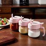 Seasoning Jar Glass Built-In Scoop & Airtight Seal