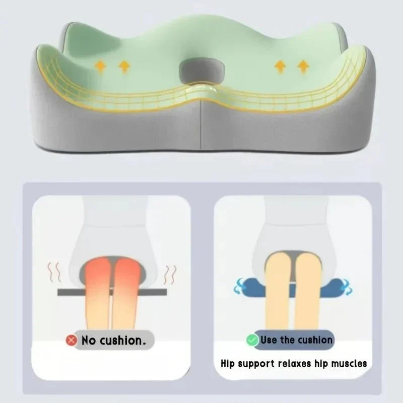 Seat Cushion 3-Zone Memory Foam Lumbar Support