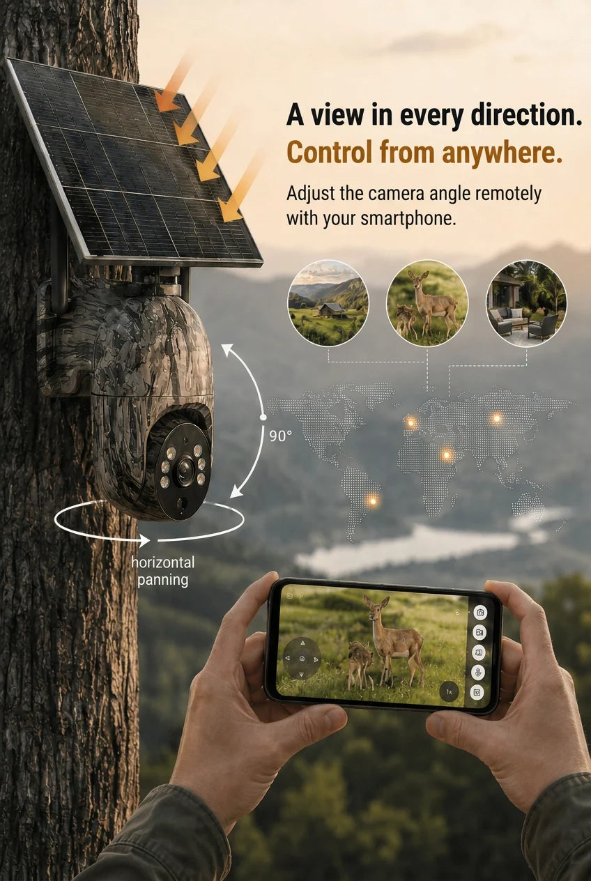 Security Camera Solar-Powered 2K PTZ Color Night Vision