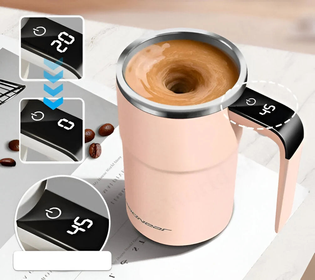 Self-Stirring Mug Rechargeable LED Temp Display Rinse-Safe