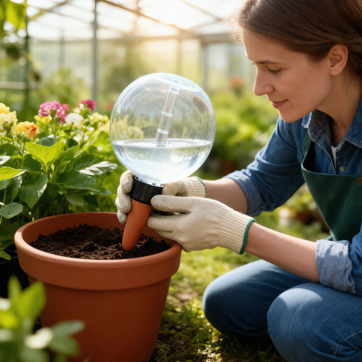 Self-Watering Globe Ceramic & Clear 500 mL