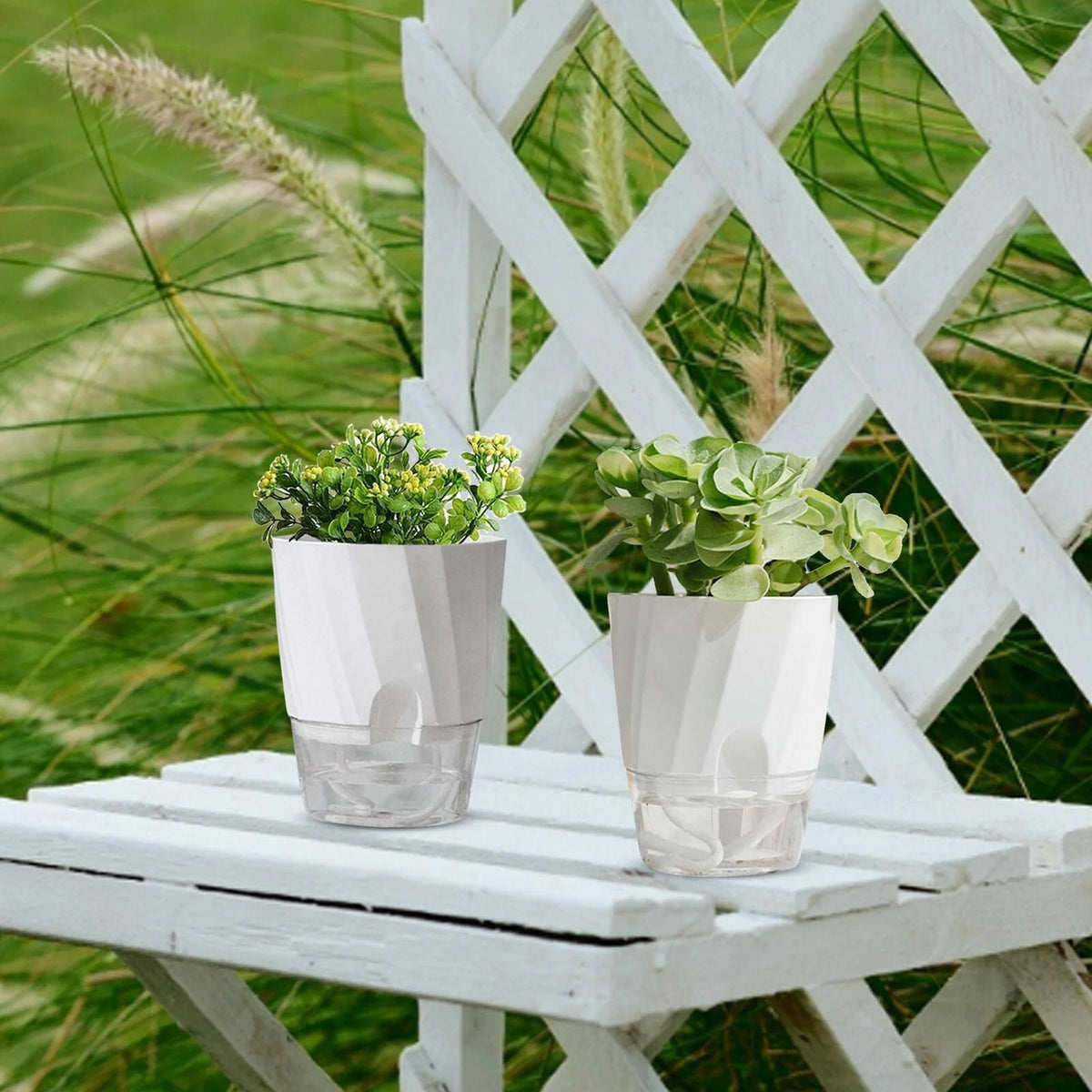 Self-Watering Planter Built-In Water Reservoir Lightweight Plastic