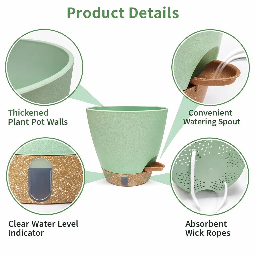 Self-Watering Planter Set of 3 with Water Level Indicator