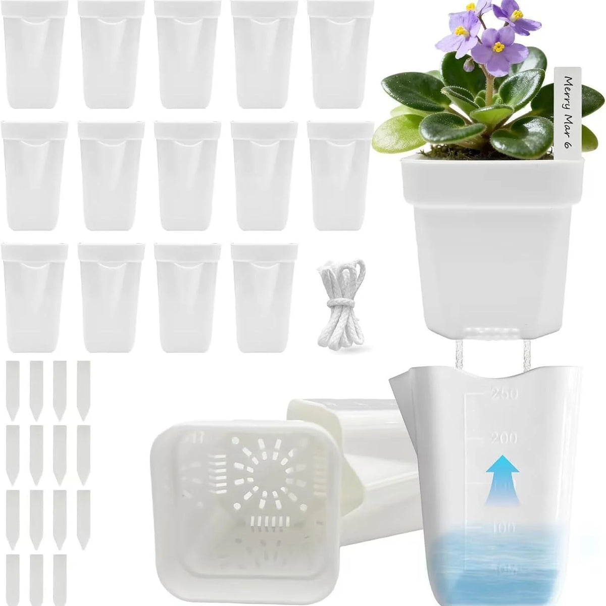 Self-Watering Planter Transparent Reservoir Weather-Resistant Plastic