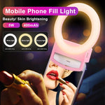 Selfie Ring Light Clip-On 3 Light Colors USB Rechargeable