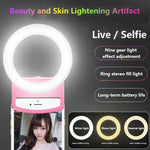 Selfie Ring Light Clip-On 3 Light Colors USB Rechargeable
